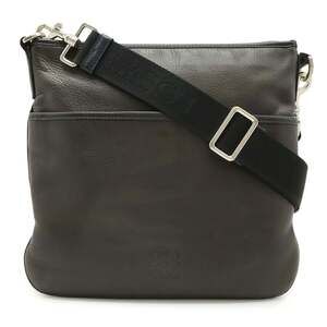 LOEWE Anagram Shoulder Bag, Leather, Dark Brown/Black